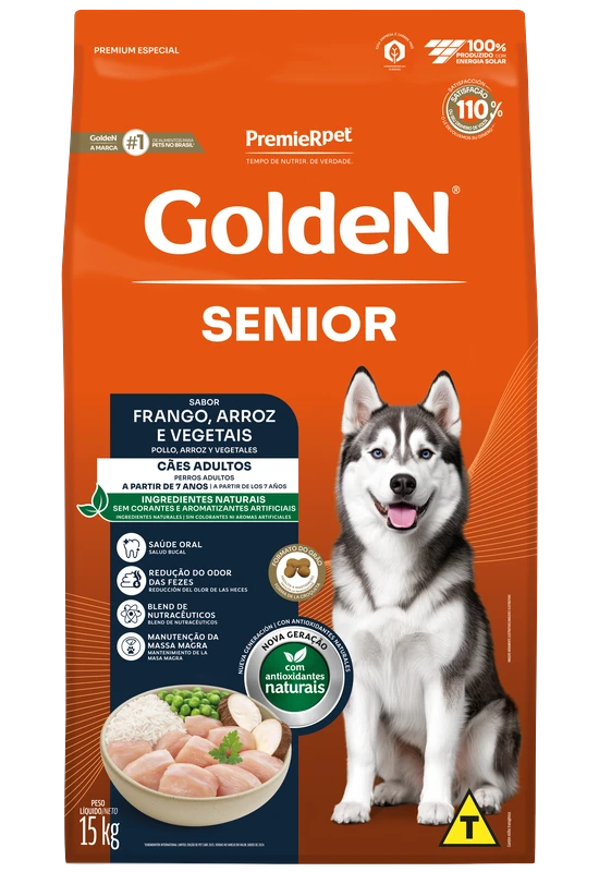 GoldeN Formula Cães Seniores Frango e Arroz 10 kg