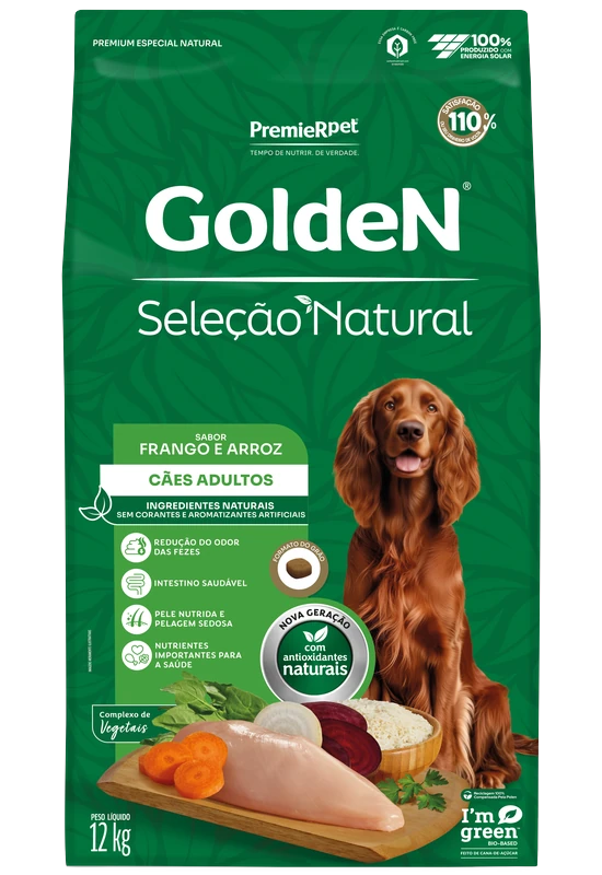 GoldeN Seleção Natural Cães Adultos Frango & Arroz 12 kg