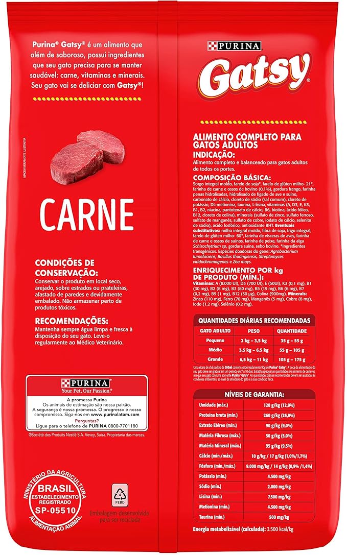 Ração Gatos Adultos GATSY Carne 20kg