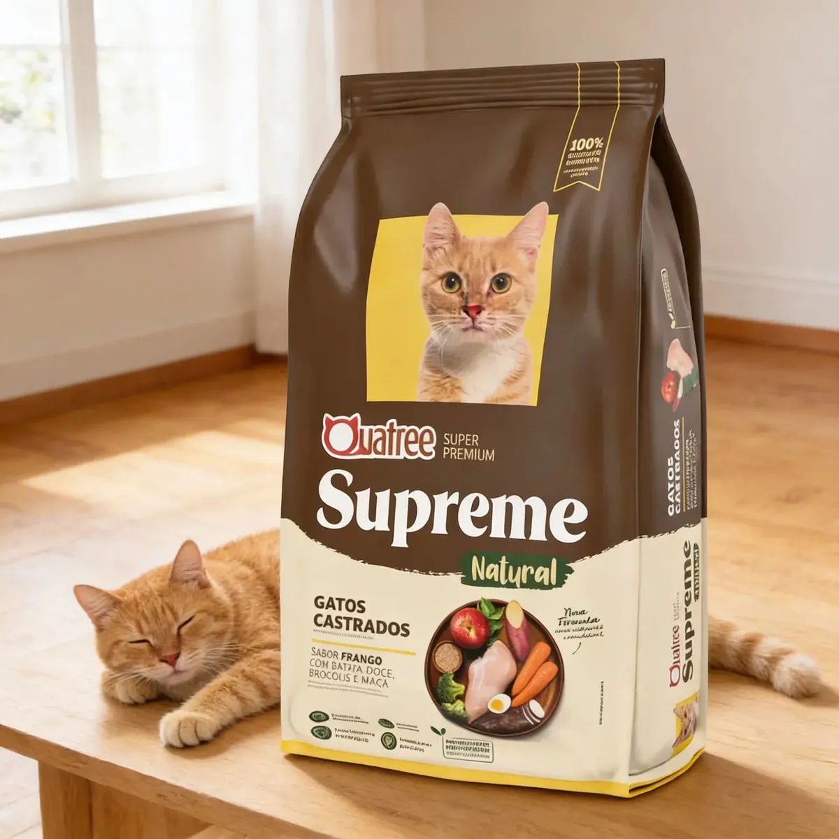 Ração Quatree Supreme Gatos Castrados Frango E Batata Doce 10,1 kg