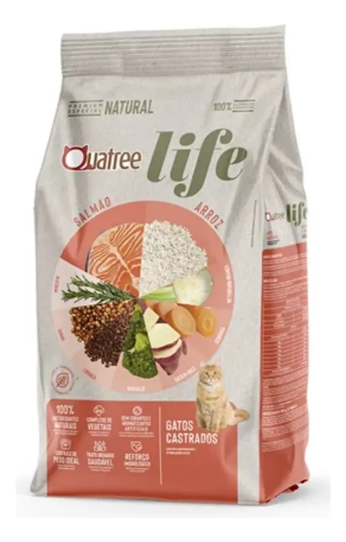 Ração Quatree Life Gatos Castrados Sabor Salmão E Arroz 10kg