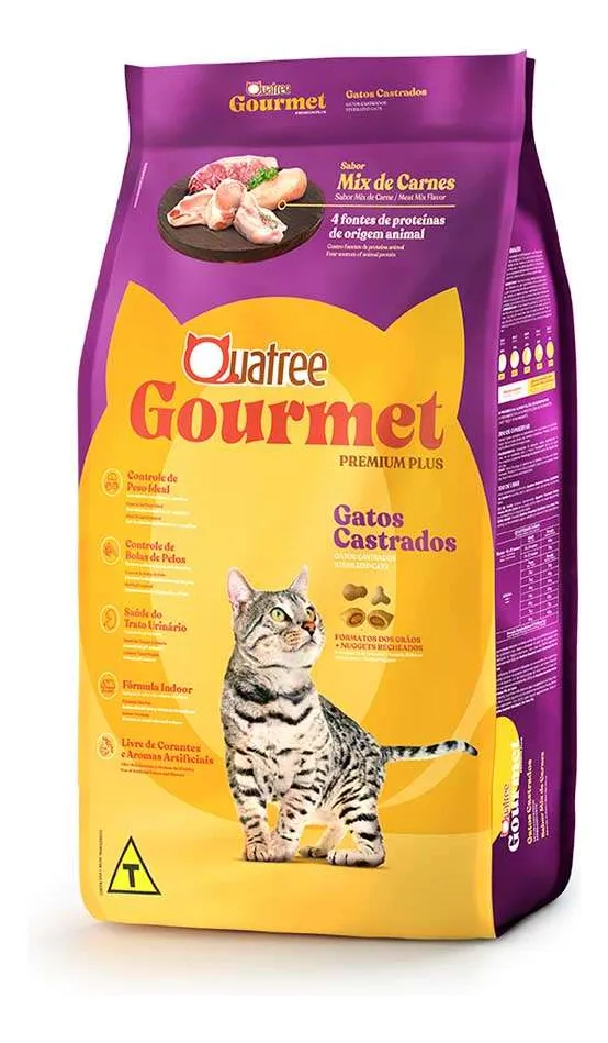Ração Gatos Castrados Quatree Gourmet Mix De Carnes 10kg
