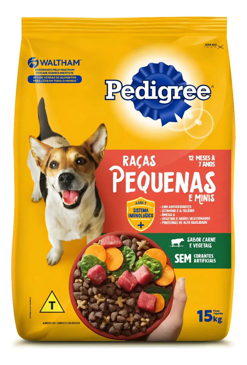 Ração Pedigree Cães Adultos Raças pequenas Sabor Carne e Vegetais de 20kg