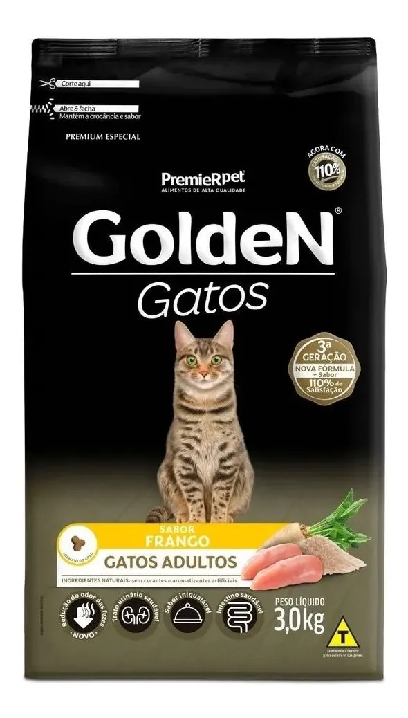Raçao Golden Gatos Adultos Frango 10kg
