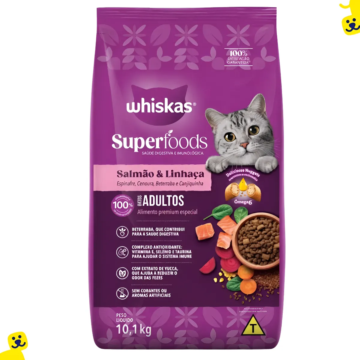 Ração Whiskas Superfoods Salmão Linhaça Gatos Adultos 10,1kg