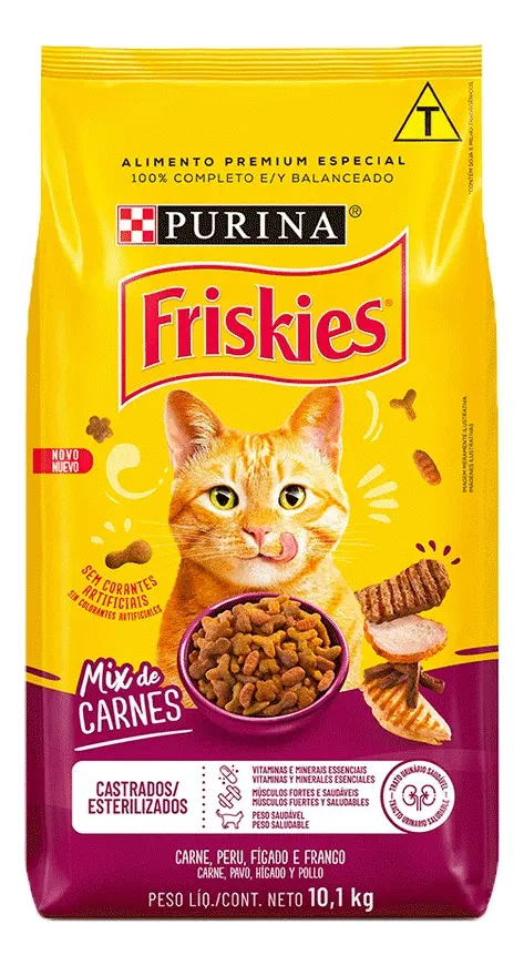 Ração Friskies Gatos Adultos Castrados Mix De Carne 10,1 Kg