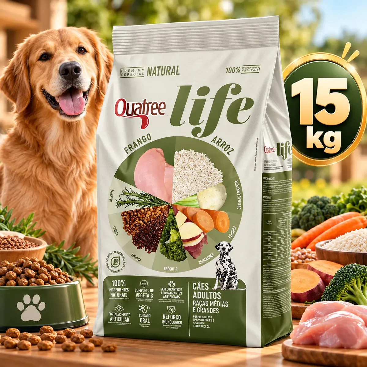 Quatree Life Premium Especial Cães Raças Médias e Grandes Adulto 15kg