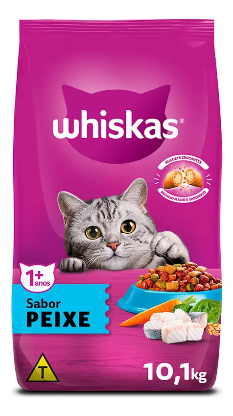 Whiskas alimento ração  para gatos adultos sabor peixe 10kg