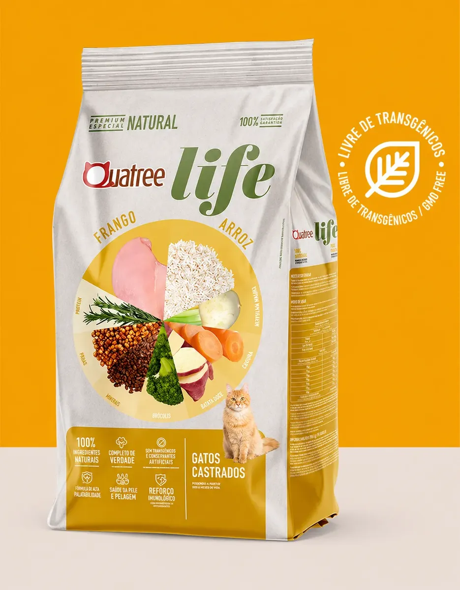 Ração Quatree Life Premium Especial Para Gato Castrado Frango e Arroz 10kg
