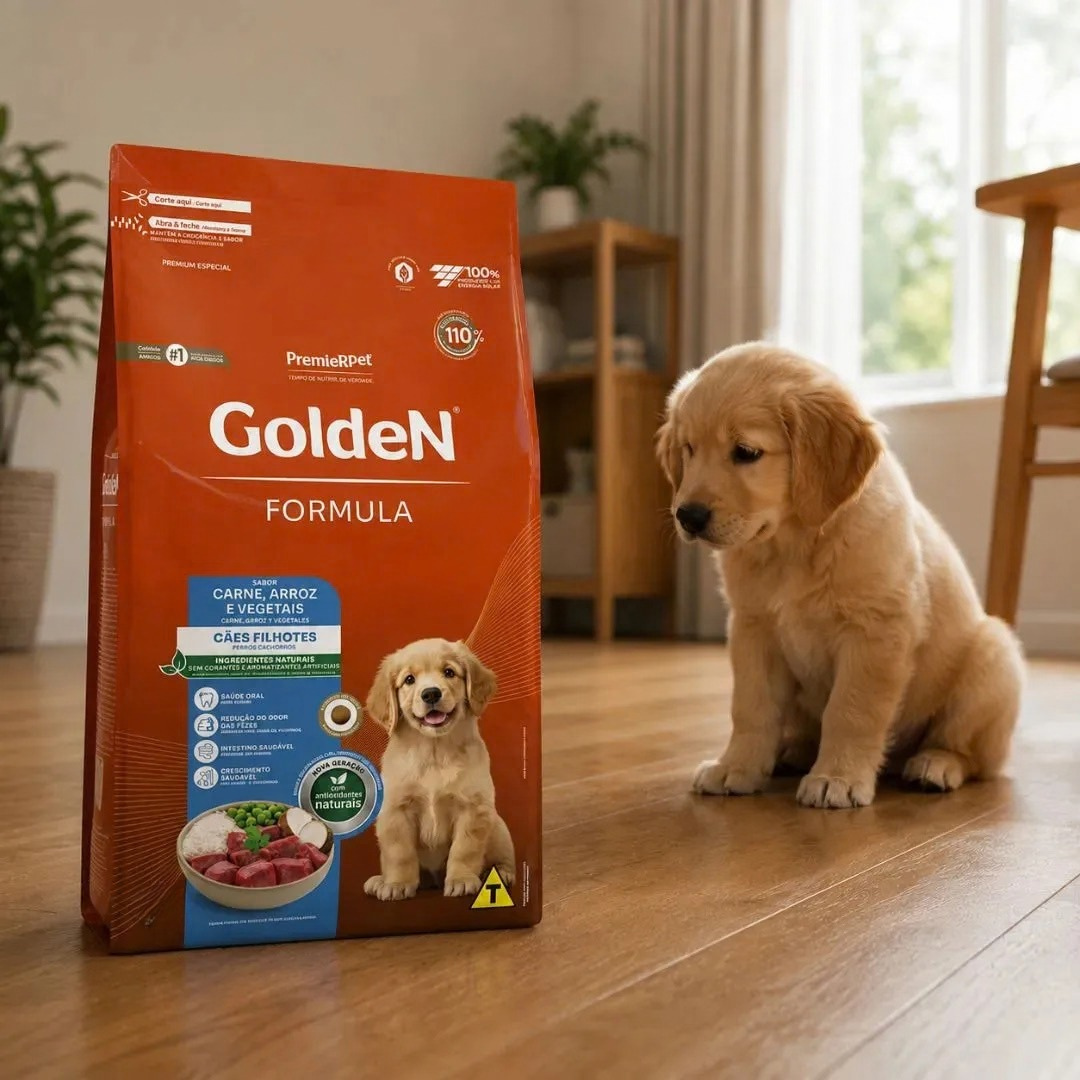 Ração Golden Fórmula Para Cães Filhotes Carne E Arroz 20kg